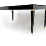 Lacquered Beech Dining Table in the style of Paolo Buffa with Taupe Glass Top