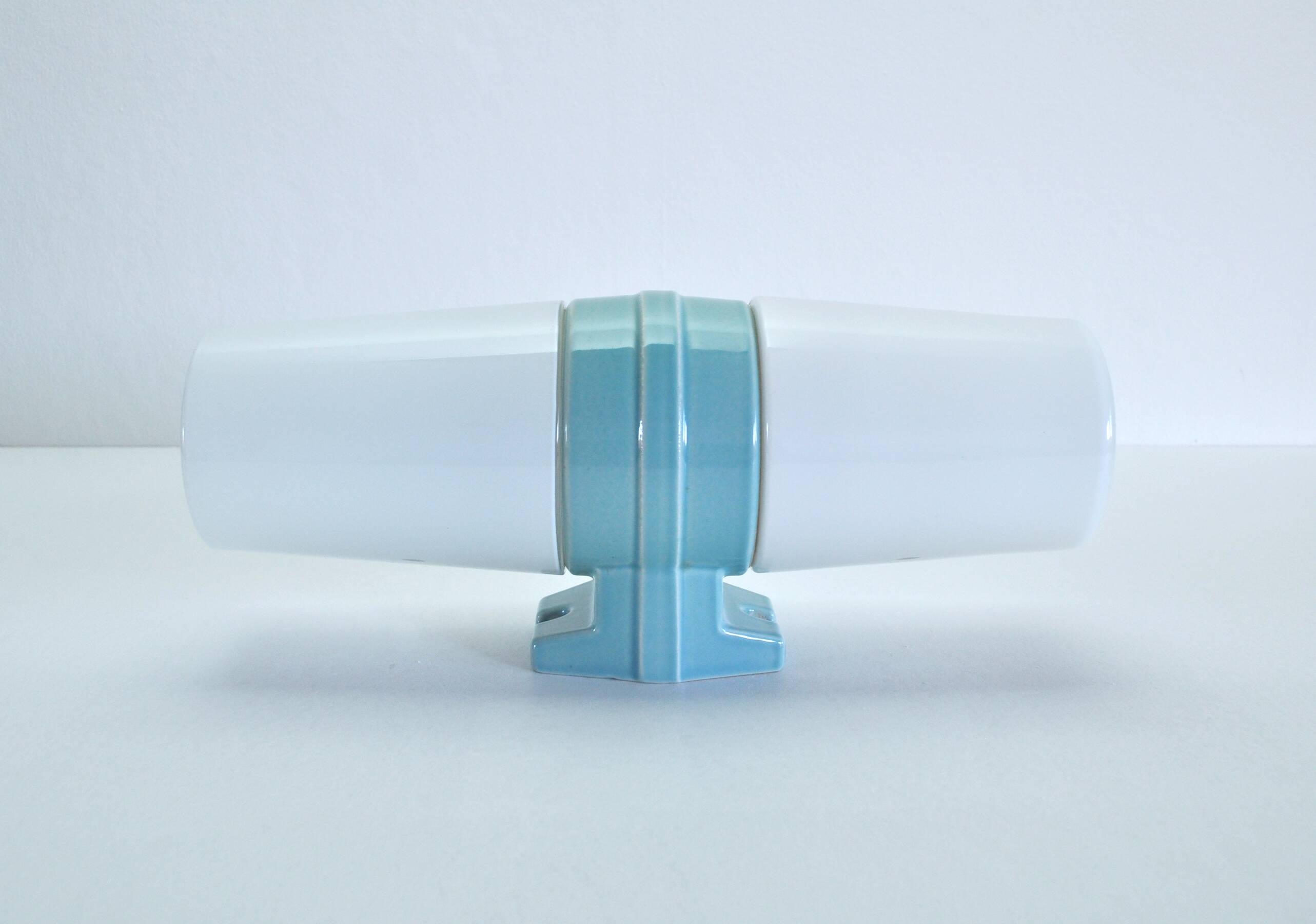 Large Scandinavian Modern Opaline Glass and Porcelain Wall Light by IFÖ, 1960s