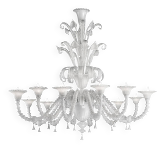 Venetian White "Cà Rezzonico" Murano Glass Chandelier