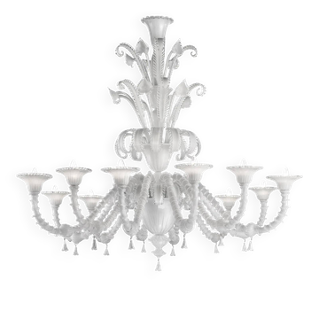 Venetian White “Cà Rezzonico” Murano Glass Chandelier