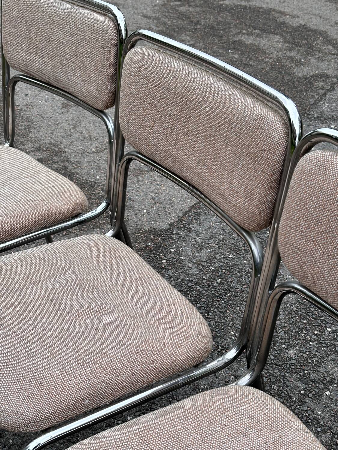 1970s designer chairs in metal and fabric
