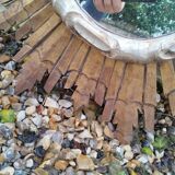 Vintage antique golden wooden sun mirror