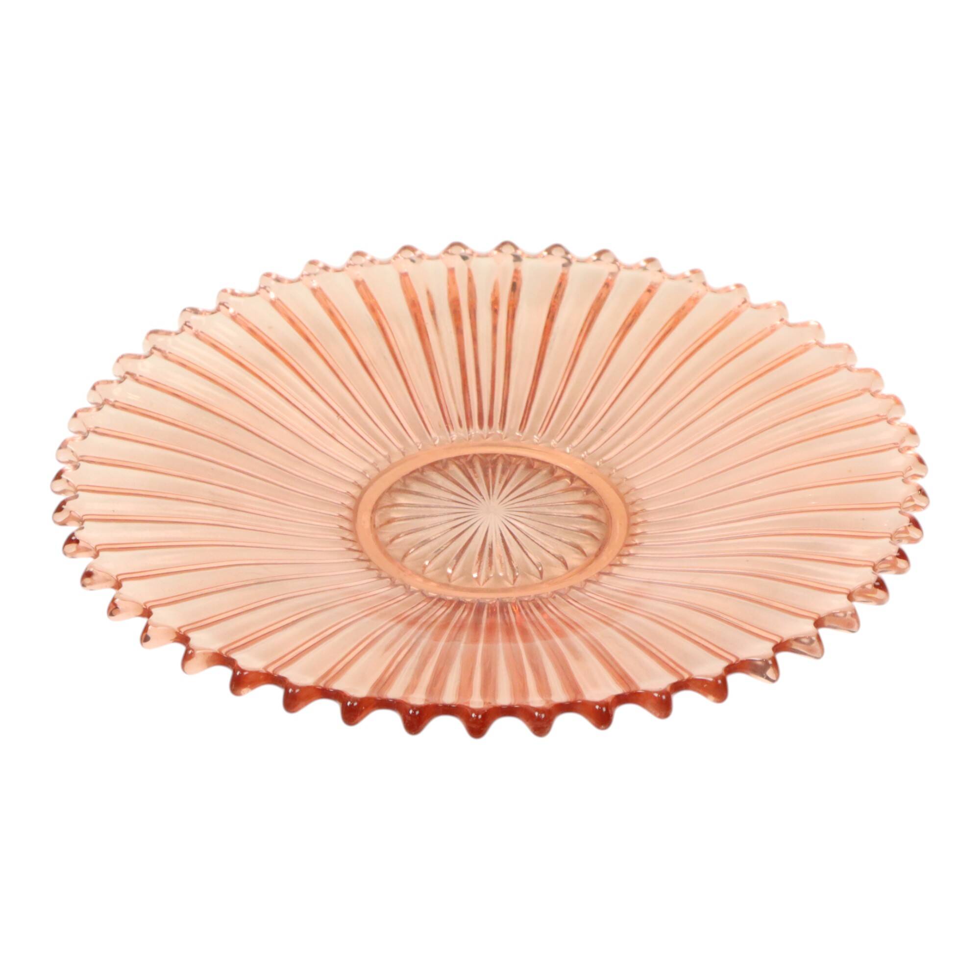 Art Deco Fruit Bowl Pink Pressed Glass Depression Glass 30cm