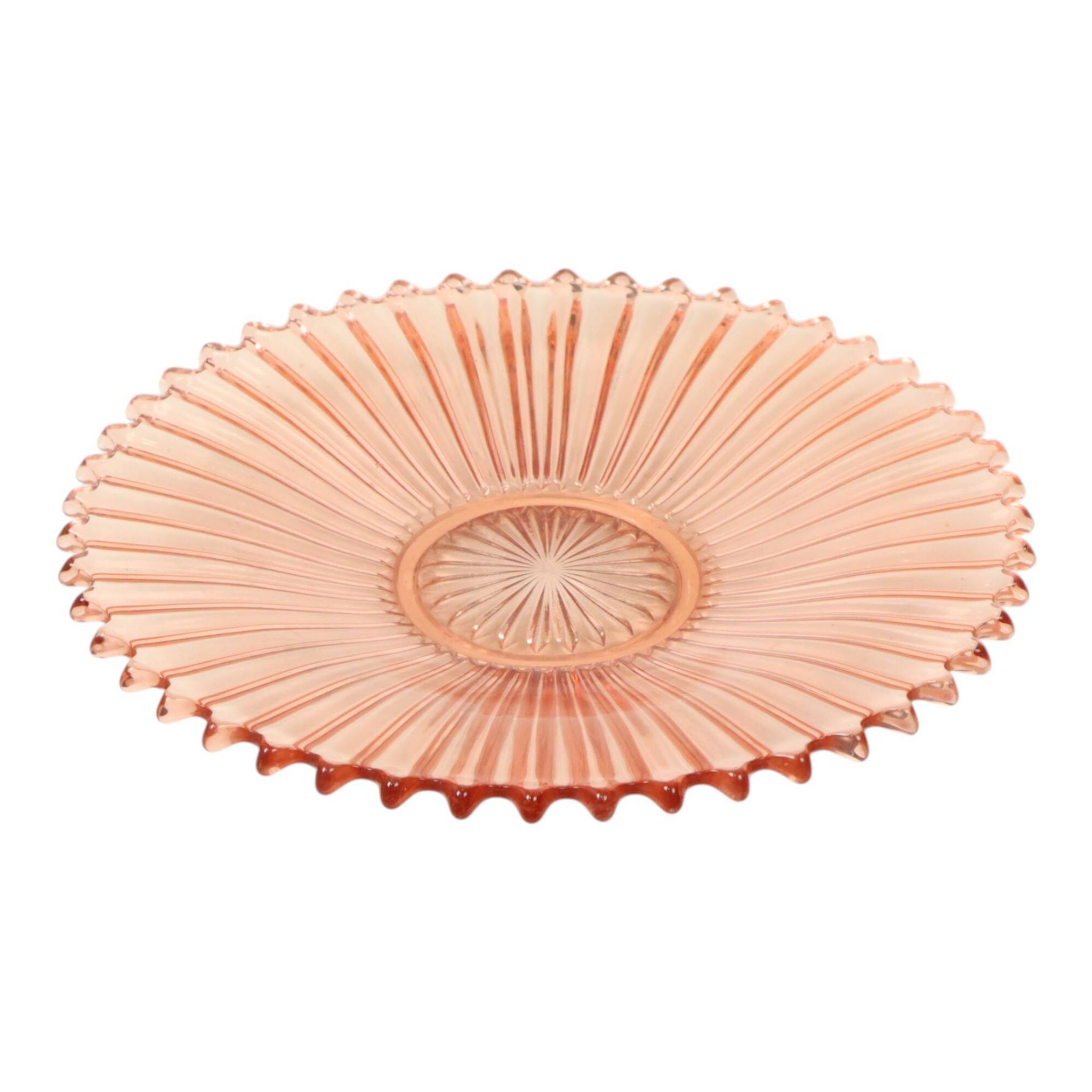 Art Deco Fruit Bowl Pink Pressed Glass Depression Glass 30cm