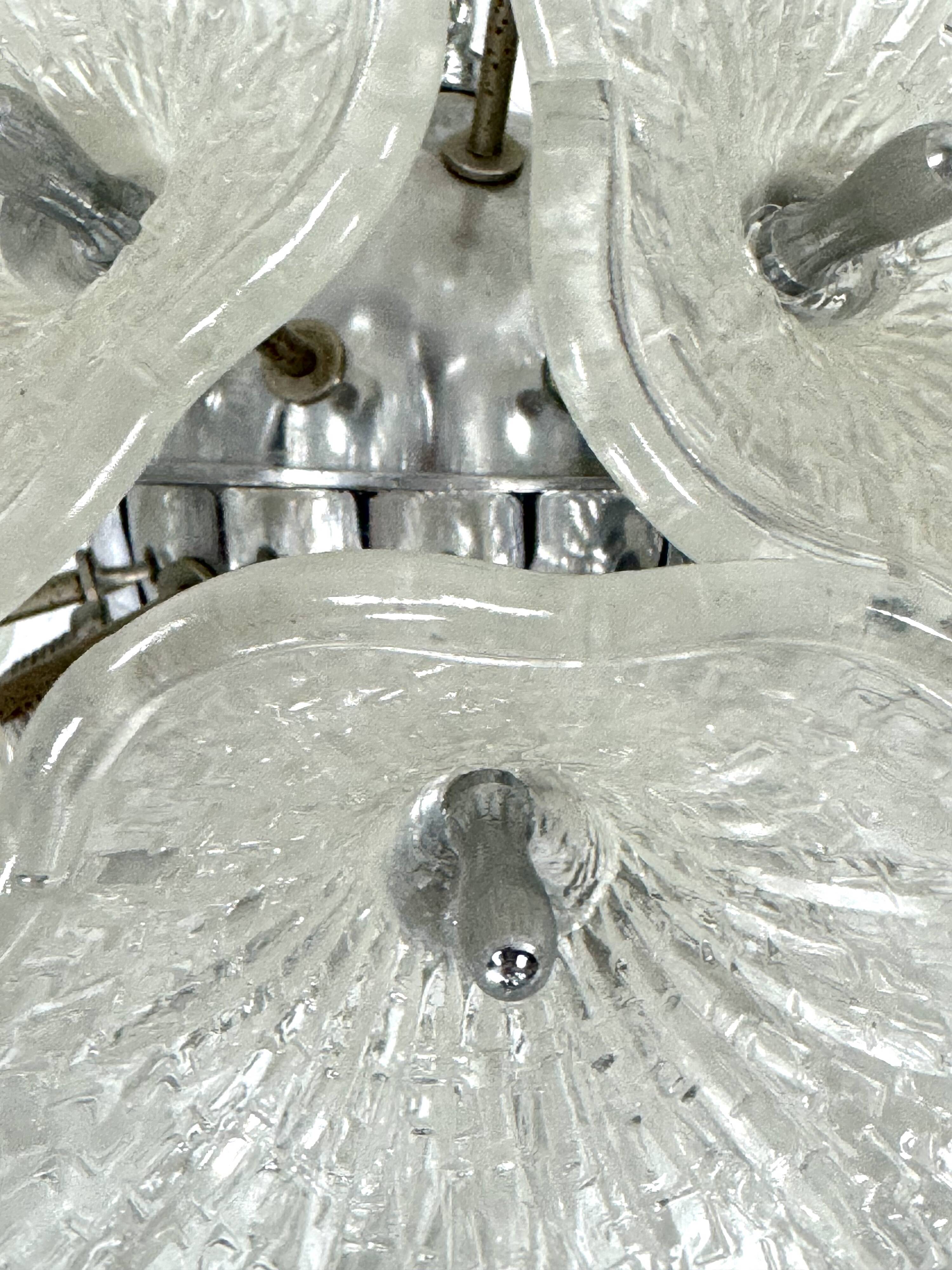 Italian Murano flower glass and chrome sputnik in Venini style. 1970s