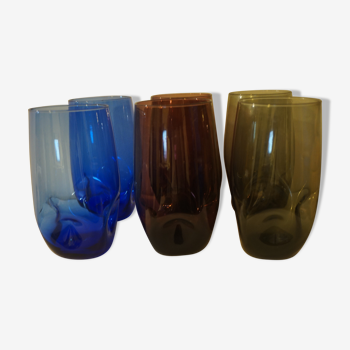 Suite de 6 verres de couleur vintage 1960 era Nogaro Holmegaard