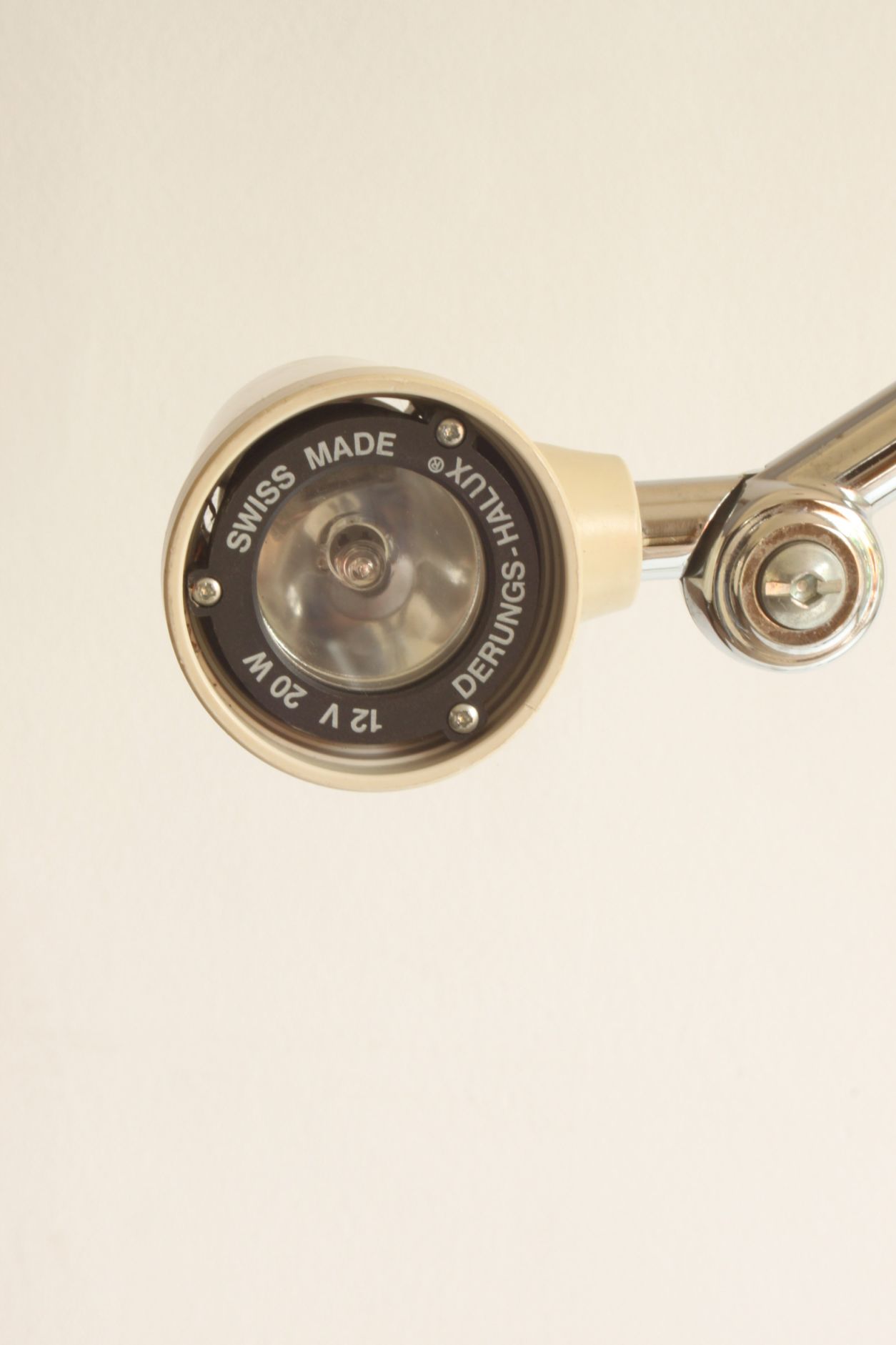 Vintage adjustable chrome medical precision light by Derungs Licht, Switzerland 1980s.