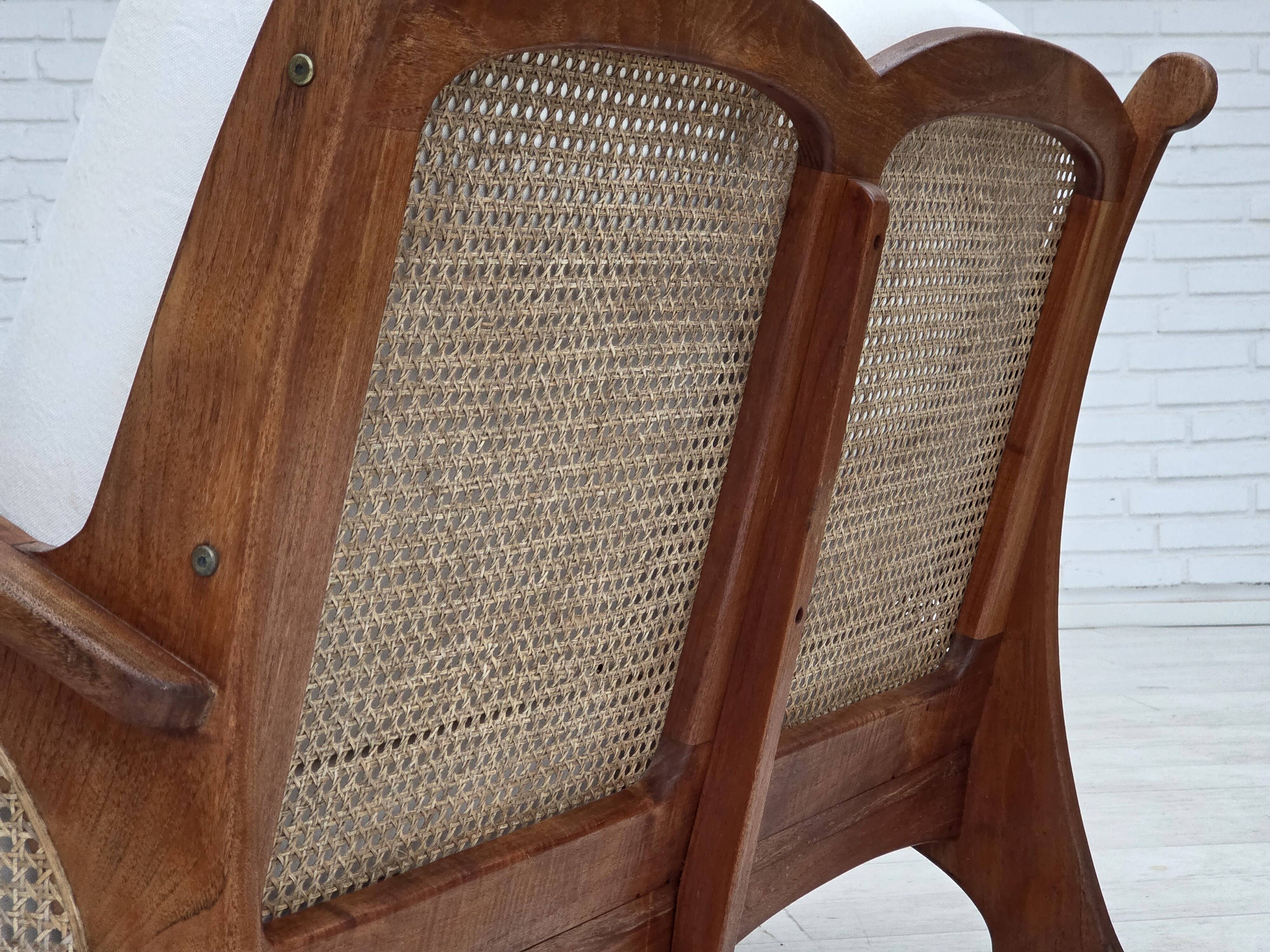 1970s, Danish 2-seater sofa by Klaus Wettergren, cotton fabric, teak wood.