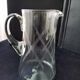 Water carafe, blown glass jug, engraved cross-hatched decoration