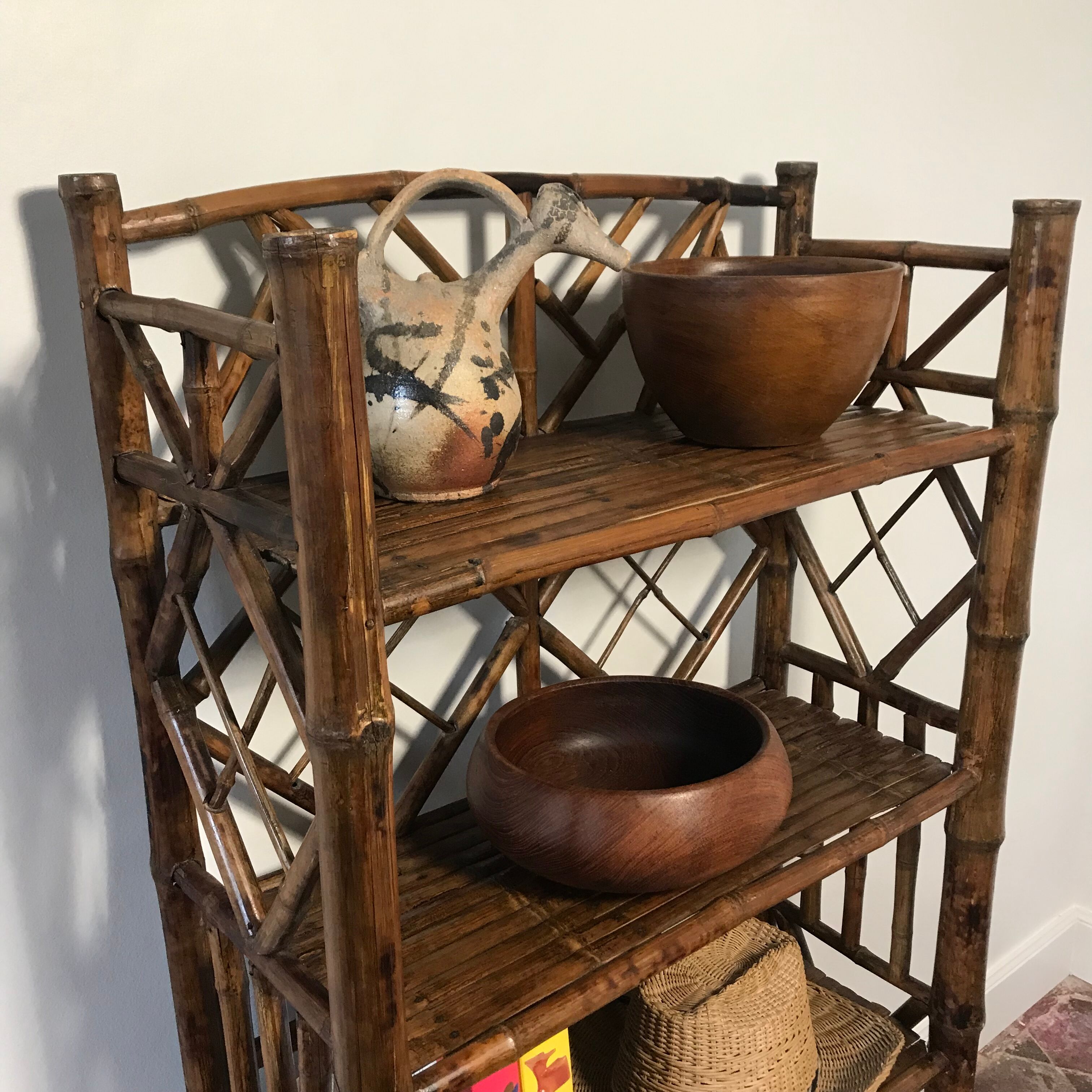 Vintage 1970 bamboo shelf