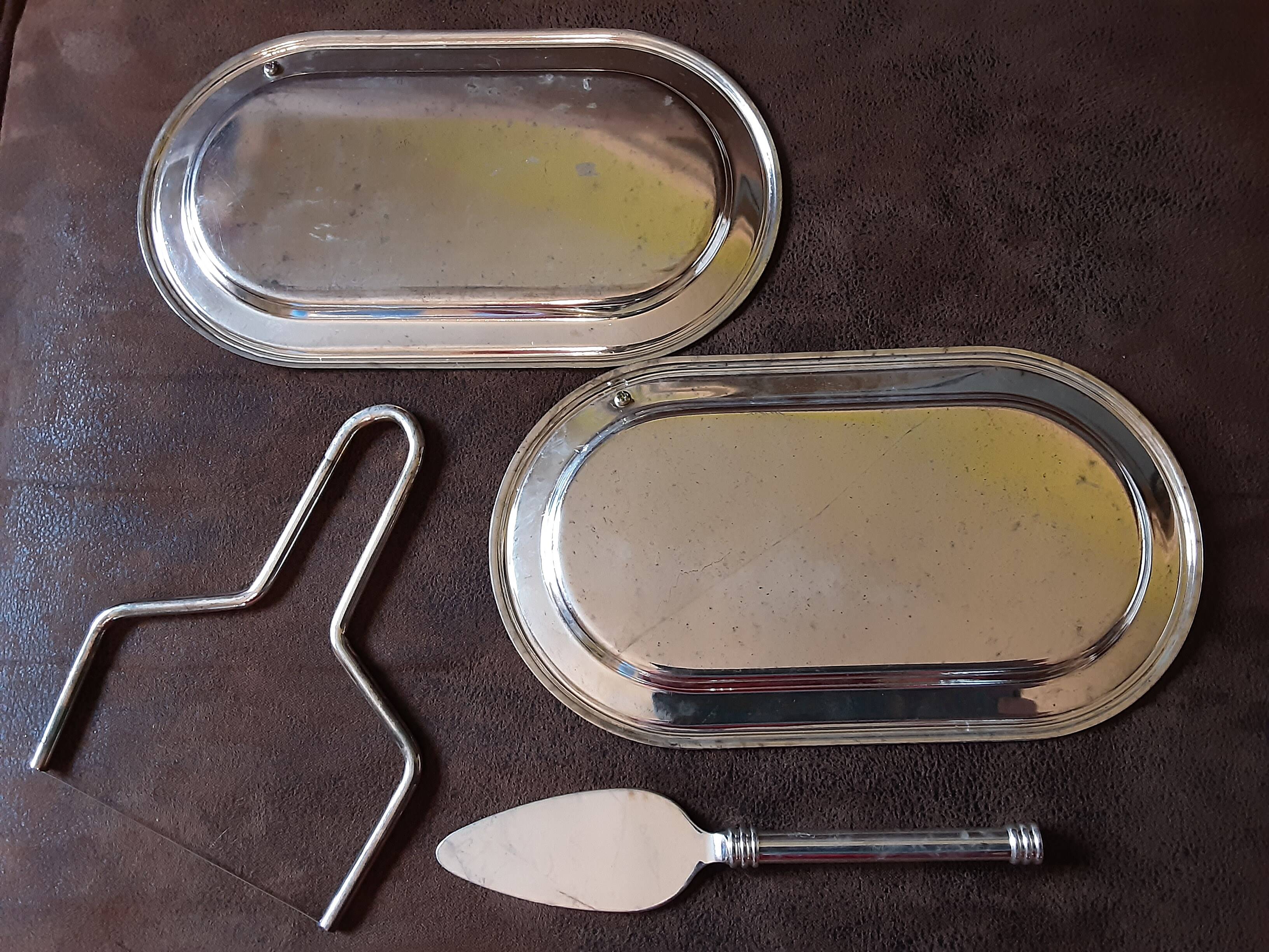 Set of 2 old metal butter dishes