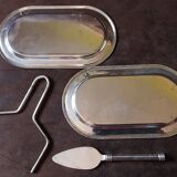 Set of 2 old metal butter dishes
