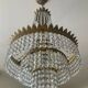 Hot air balloon chandelier in brass and crystal pendants
