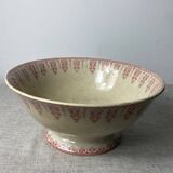 Antique salad bowl in Giens porcelain, iron earth
