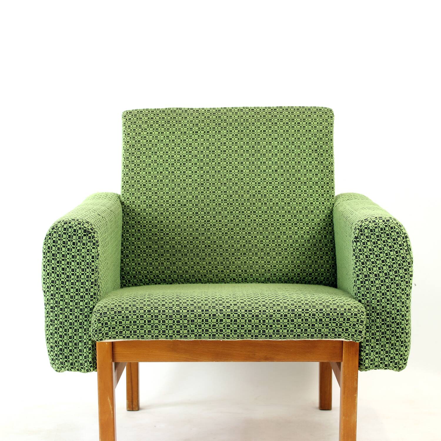 Midcentury Armchair In Fabric & Beech, Czechoslovakia 1960s