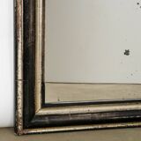 Miroir Napoléon III noir et argent doré du XIXe siècle