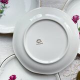 Vintage dessert service for 8 people in Gien porcelain from France, Elegance model, floral motif