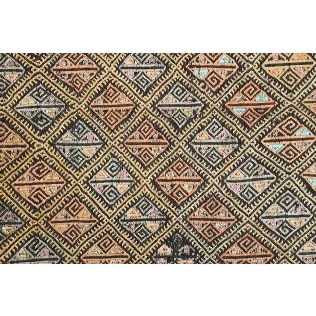 1970s vintage Turkish Oushak handmade wool cotton beige runner rug 185x212