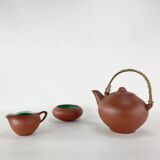 Service à thé en terre cuite et glaçure céladon? Wormser terra, circa 1970