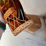 Vintage orange and wicker carafe