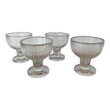 4 ice cream cups, fruit, crystal, 1930