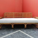 Mid-Century Rattan and Bamboo Canapé, Italy, 1960s