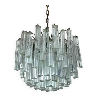 Murano Glass Ceiling Light with Clear Prisms, Italy 1970s