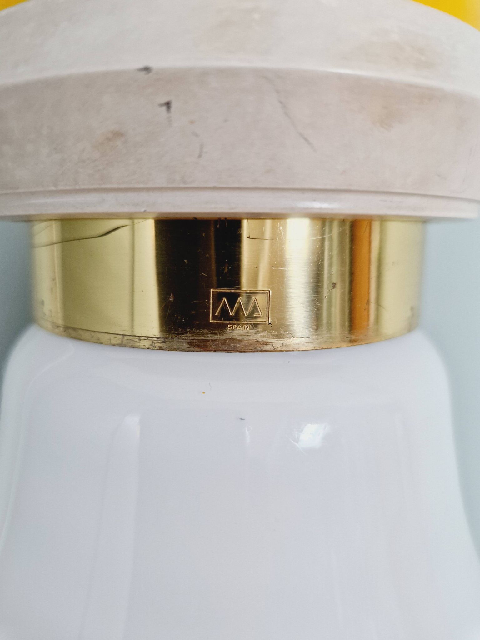 Opaline bulb pendant light, Metalarte, 1980s