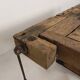 Wooden industrial workbench with vice, 194 cm long, 1930s.