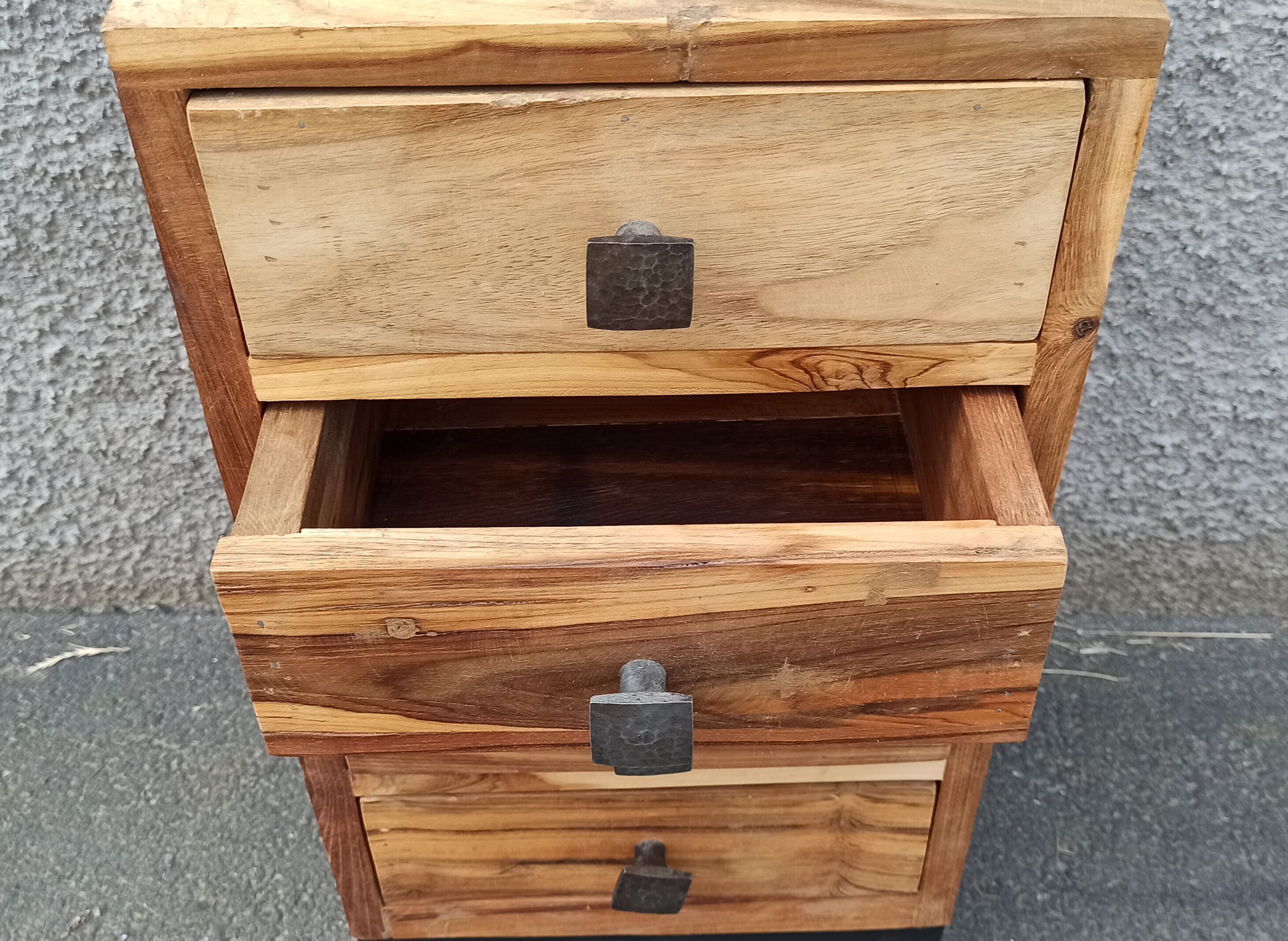 Pair of acacia bedside tables