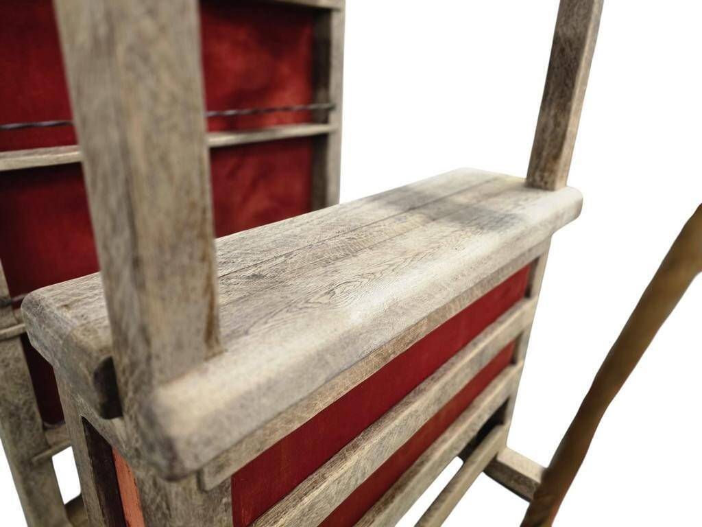 Meuble de bar XL vintage en bois massif avec banc pivotant