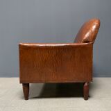Leather art deco club chair from france, early 1900