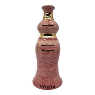 Georges Pelletier soliflore vase in fine gold rose ceramic, France.