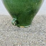 Antique glazed green terracotta oil jar, late 19th century.