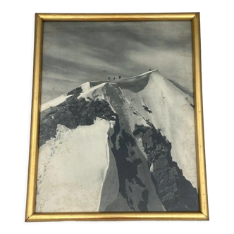 Photo artistique ancienne en noir et blanc Montagne Sommet Cadre doré