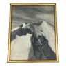 Old artistic photo in black and white Mountain Summit Golden frame