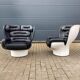 2x Joe Colombo Elda LONGHI Chair Black leather, White fiberglass