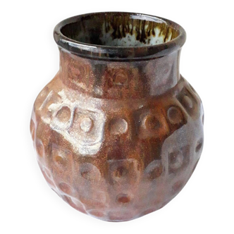 Vase marron grès
