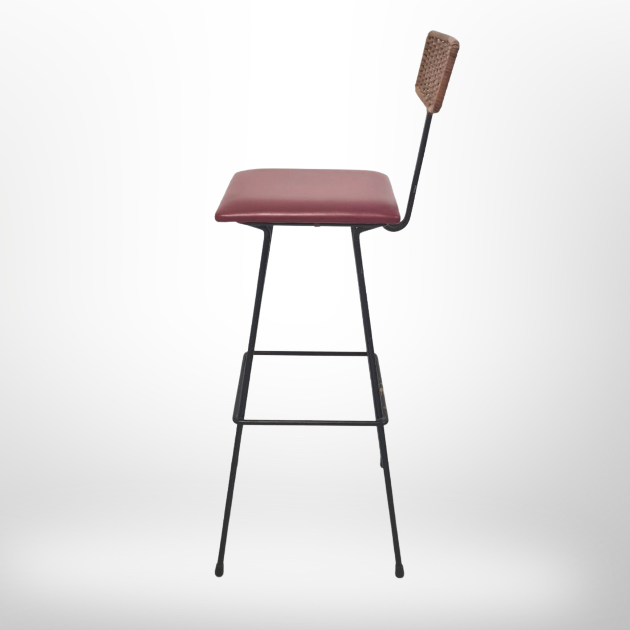 Mid century metal and rattan bar stool by Maria Witzemann for Erwin Behr, Germany 1950s