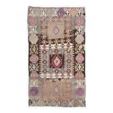 Tapis Kilim tribal vintage marron et rose, 5 x 10, long et large, 163 x 298 cm