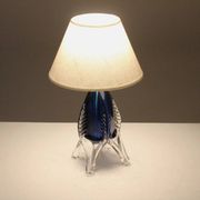 Blue & Crystal Art Glass Table Lamp — Sweden, circa 1955–1965