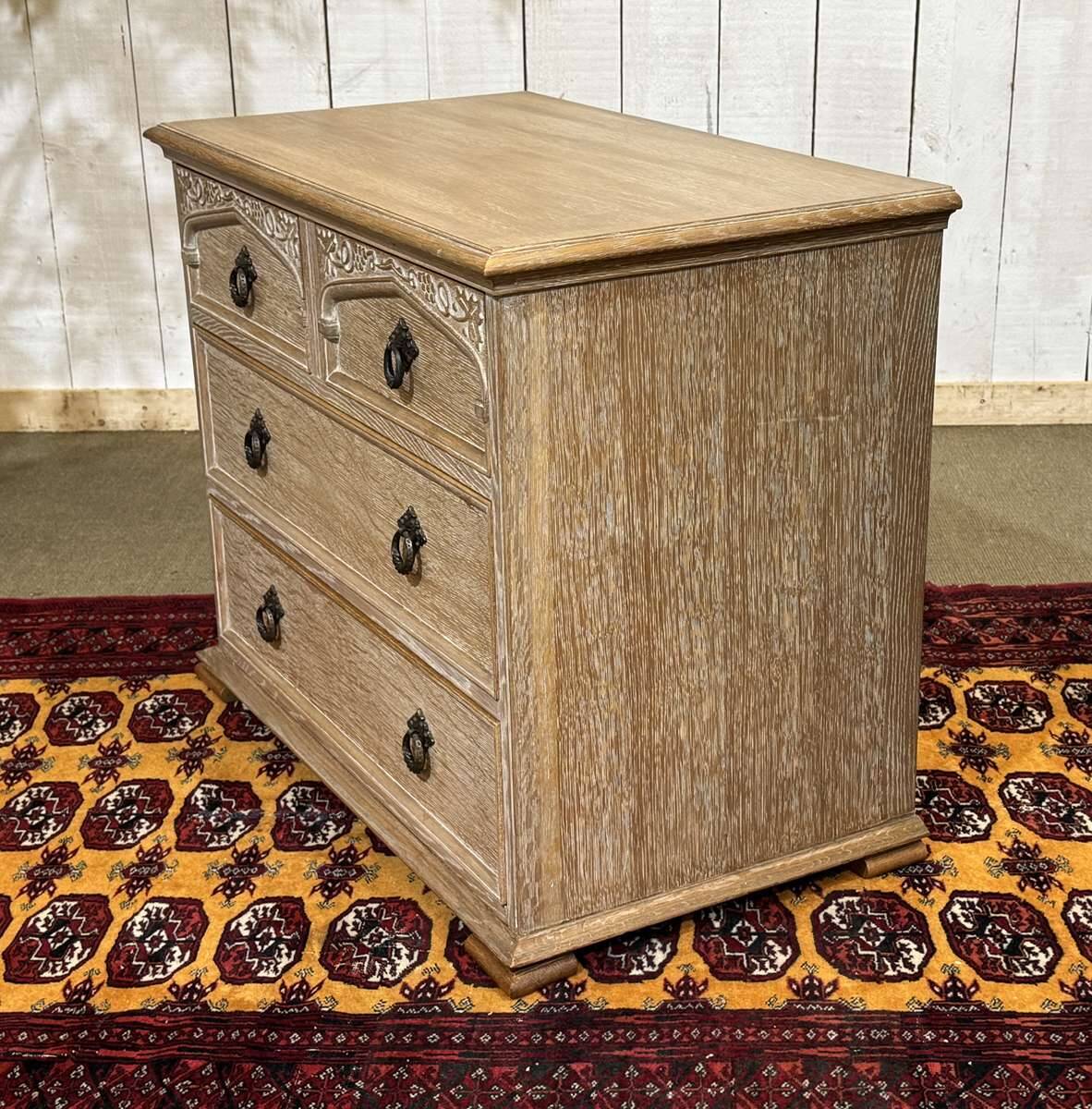 English commode in cerused oak from the 1950s.