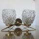 Pair of double appliques "Pierre Disderot" in brass and glass 50 60 years