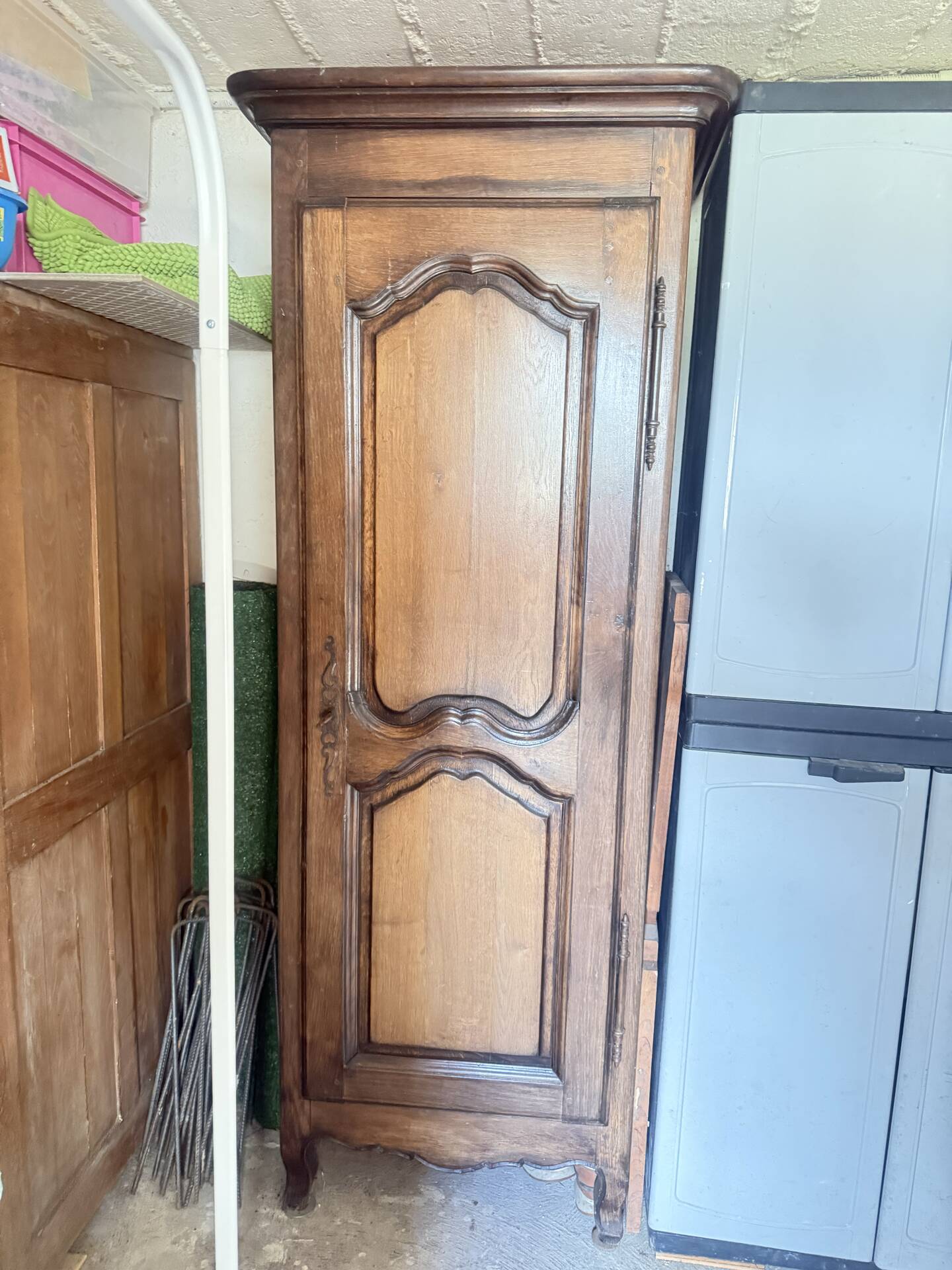Standing man & solid oak jam cabinet – Antique furniture