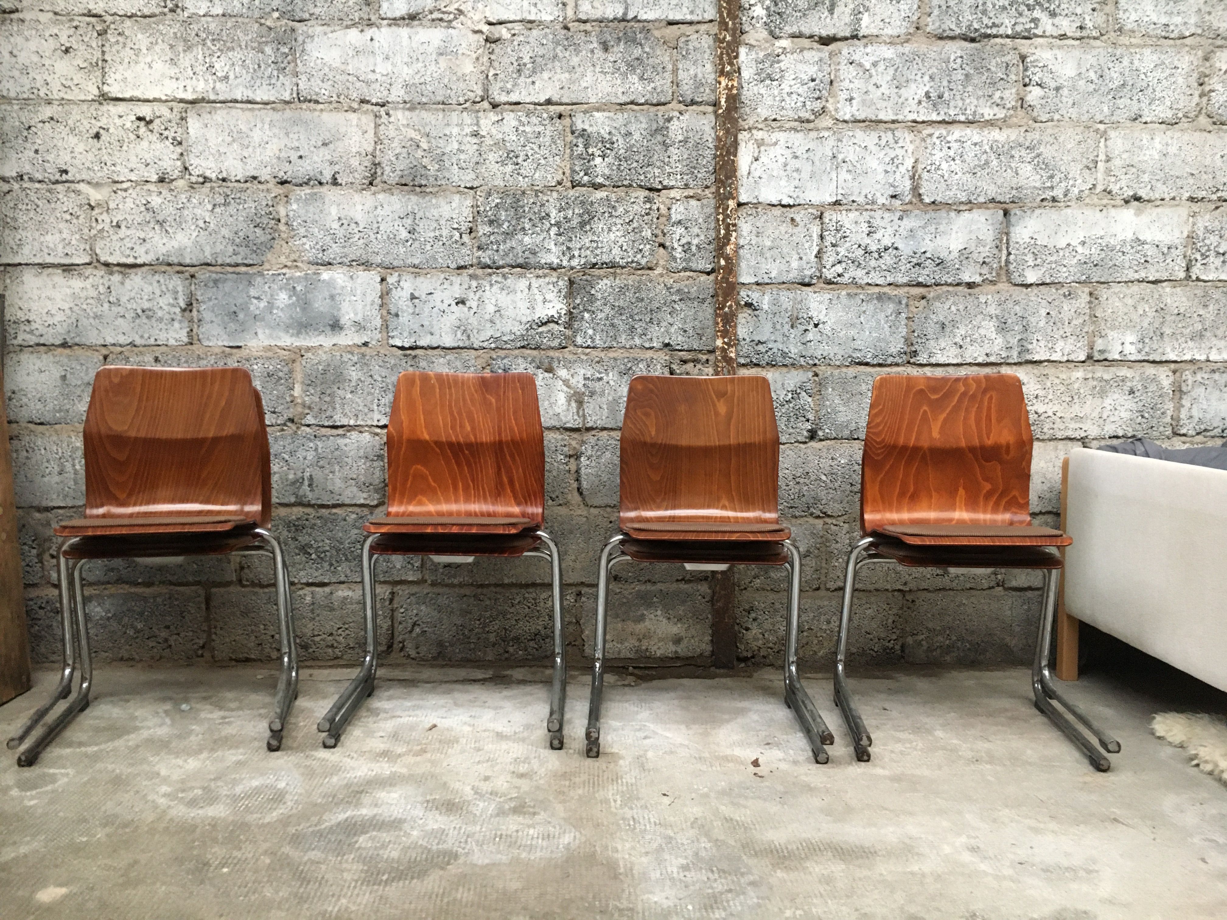 Series of 8 vintage retro stackable chairs FLOTOTTO PAGHOLZ by Adam Stegner 1960 1970