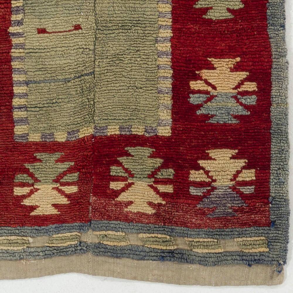 One-of-a-Kind Vintage Hand-Knotted Turkish Tulu Prayer Rug with Niche Design, 100% Wool