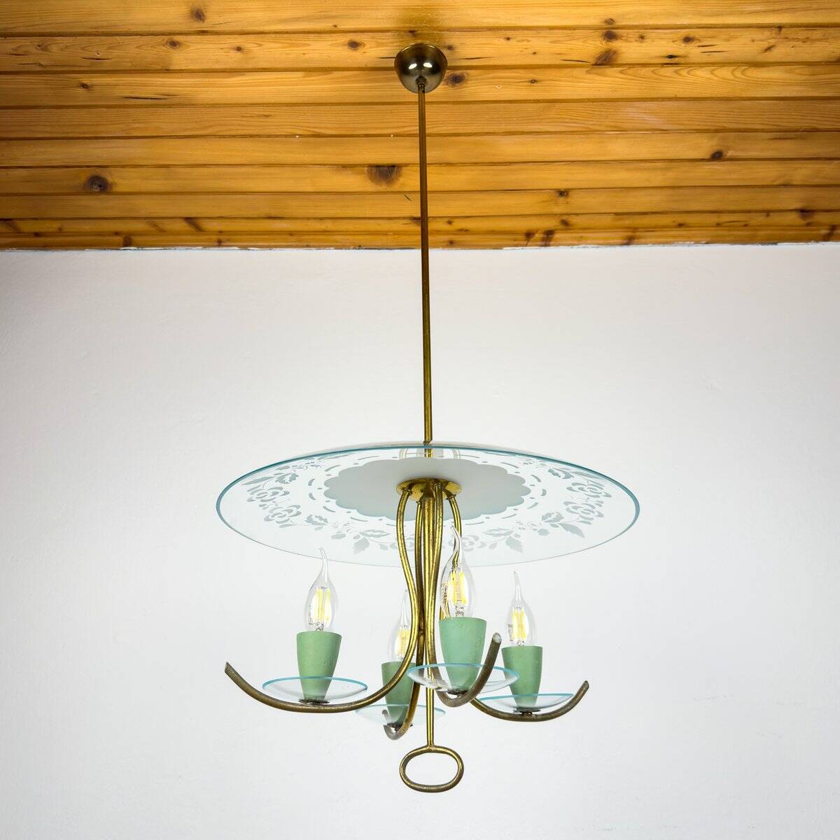 Vintage chandelier attributed to Pietro Chiesa for Fontana Arte, Italy, 1930s.
