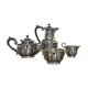 English tea and coffee set in silver metal early twentieth century with sugar bowl and milk pot
