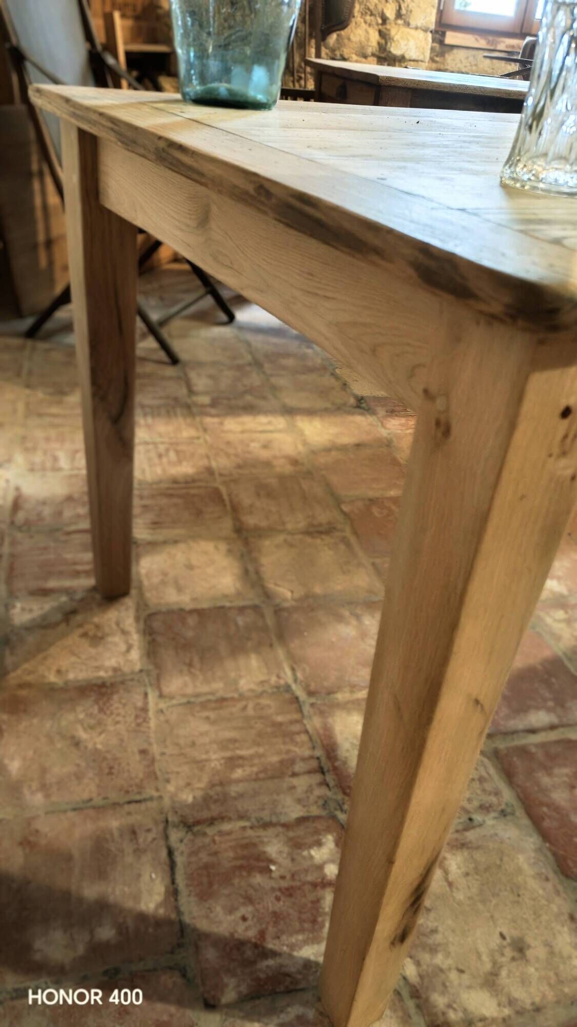Solid oak farmhouse table "brut" 247x89, top "chocolate oak"