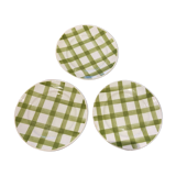 Lot de 3 assiettes plates torchon nappe vert vintage Moulin des Loups